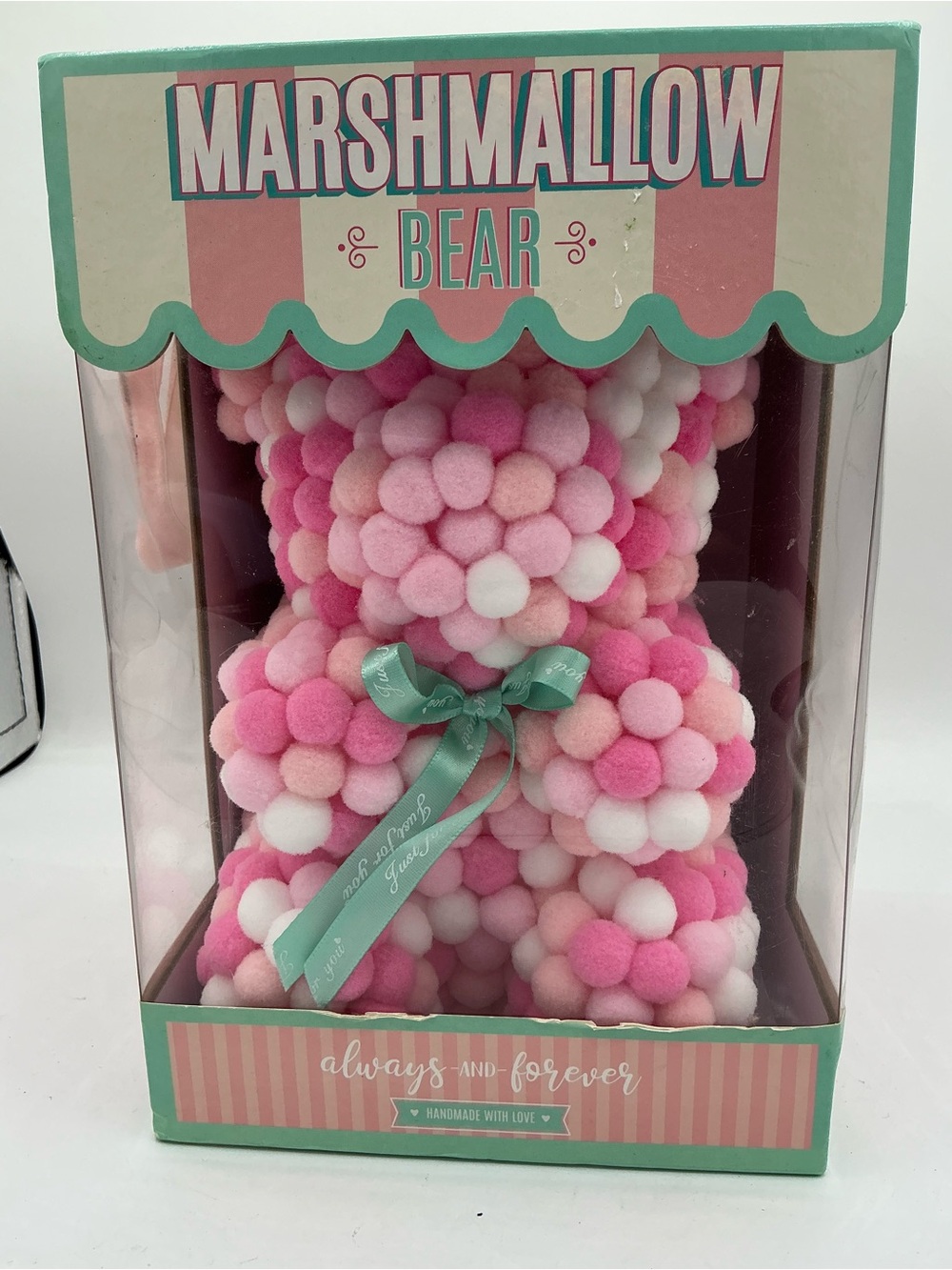 Marshmallow Bear Pink & White Decorative Bath Plush - Always and Forever NWT